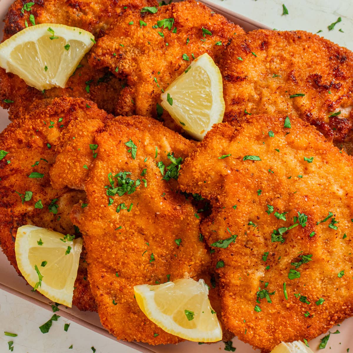 Close-up of Pork Schnitzel. 