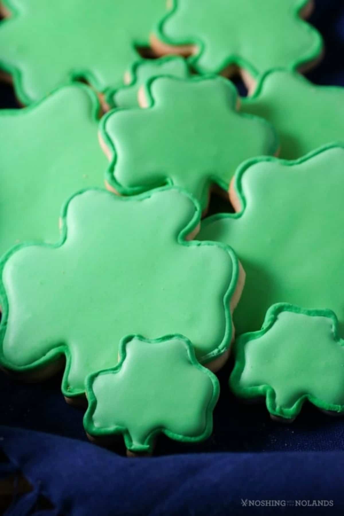 Shamrock Cookies served on a plate from above.