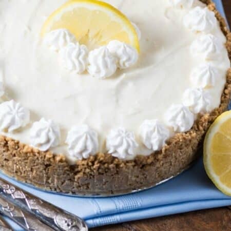 Ginger Cookie Crusted No-Bake Lemon Cheesecake hero.
