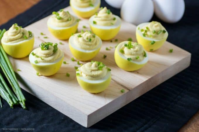 Turmeric Dyed Curry Deviled Eggs