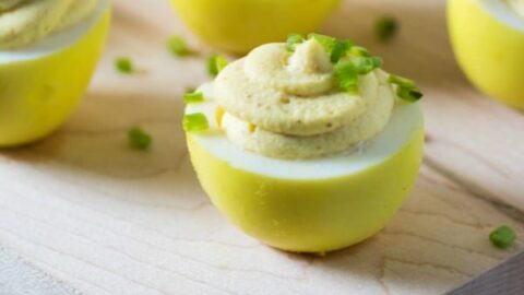 Turmeric Dyed Curry Deviled Eggs