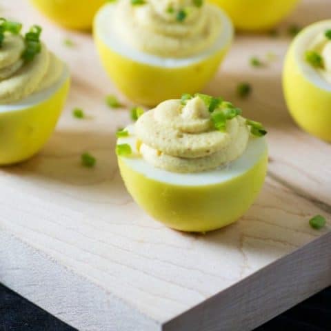 Turmeric Dyed Curry Deviled Eggs