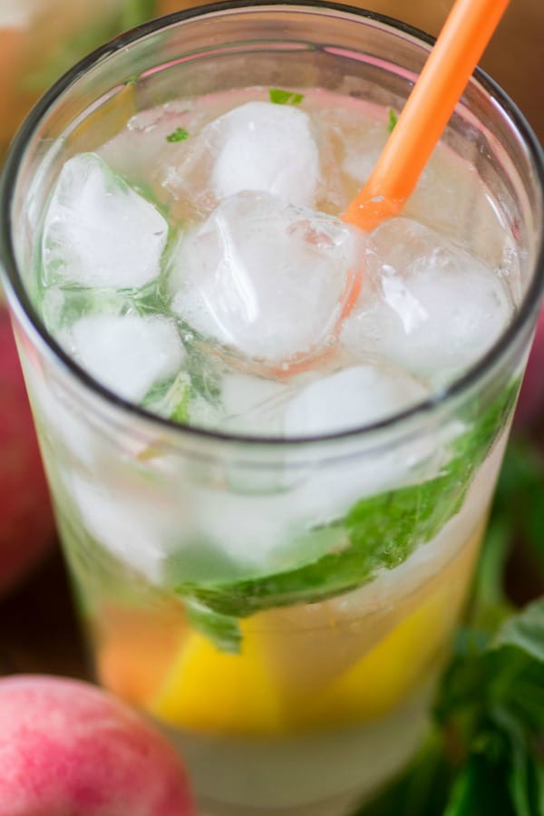 Refreshing Peach Basil Cocktail