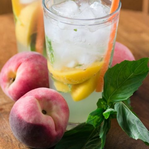 Refreshing Peach Basil Cocktail