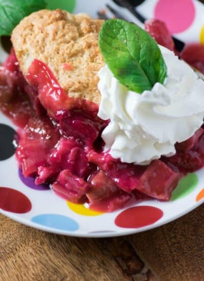 Rhubarb Strawberry Cobbler hero.