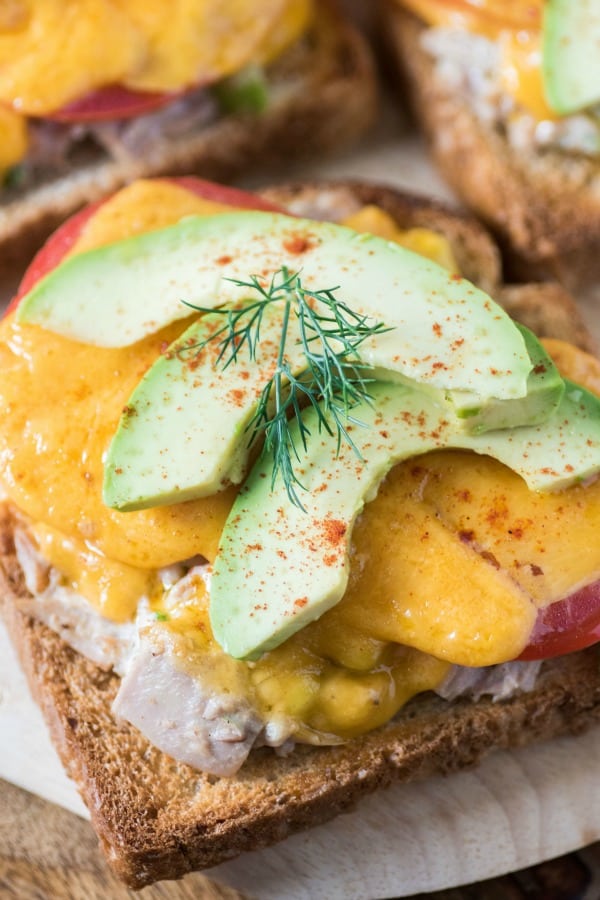 Open-Faced Tuna Melt Sandwich