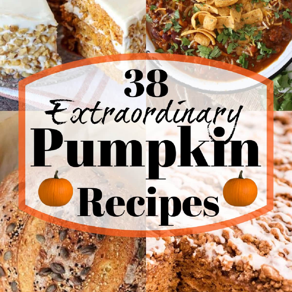 38 Extraordinary Pumpkin Recipes Square Banner. 