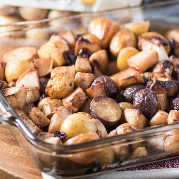 Slow Roasted Potatoes Turnips & Apples