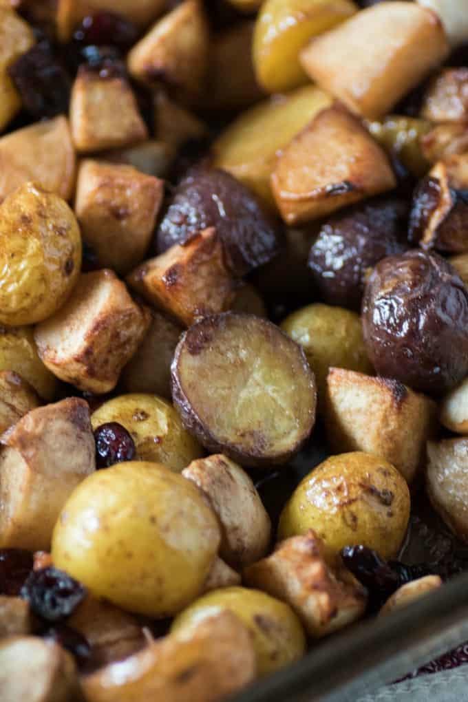 Slow Roasted Potatoes Turnips & Apples