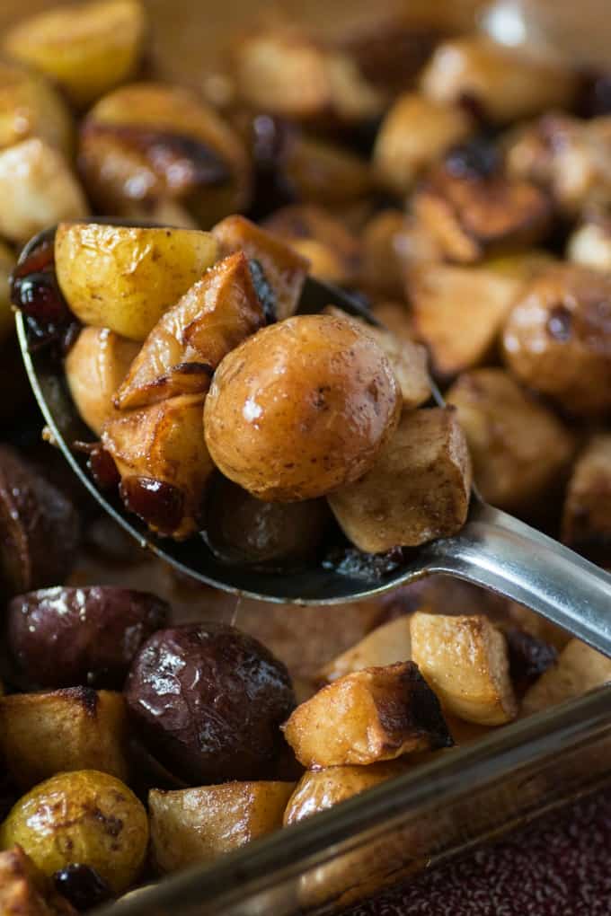 Slow Roasted Potatoes Turnips & Apples