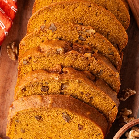 Bread Machine Pumpkin Bread sliced.