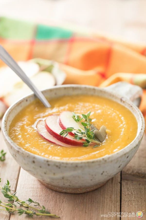 Butternut Squash Apple Soup in a bowl