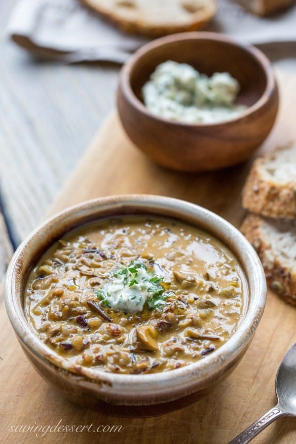 Wild Rice and Mushroom Soup in a bowl