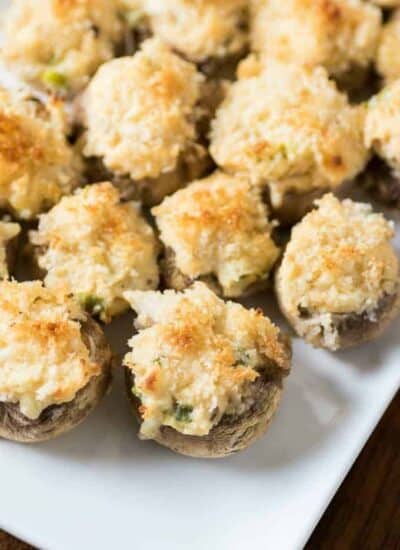 Crab Stuffed Mushroom Caps hero.