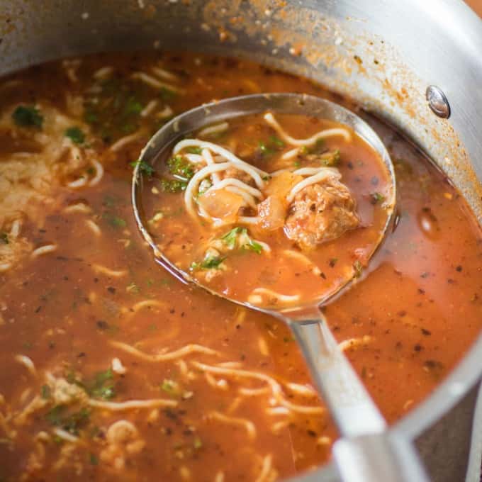 Spaghetti Meatball Soup