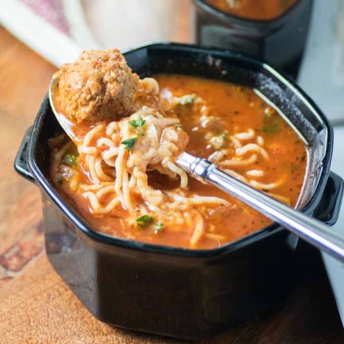 Spaghetti Meatball Soup