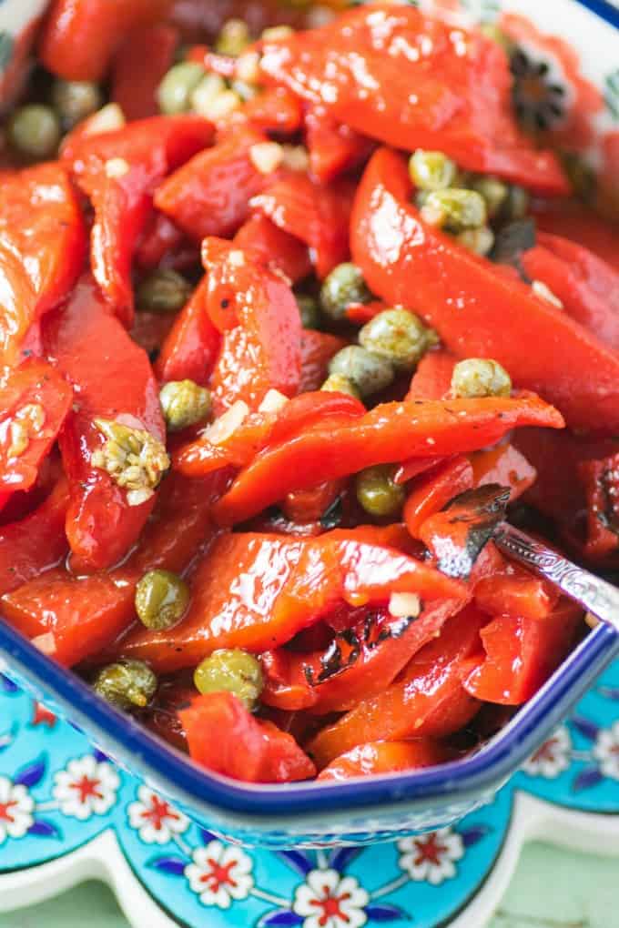 Marinated Roasted Red Peppers are so easy to make