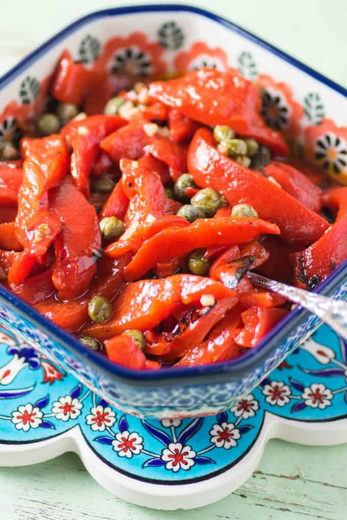 Marinated Roasted Red Peppers are so easy to