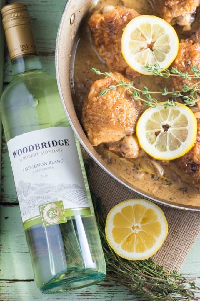 Lemon Garlic Sauvignon Blanc Braised Chicken