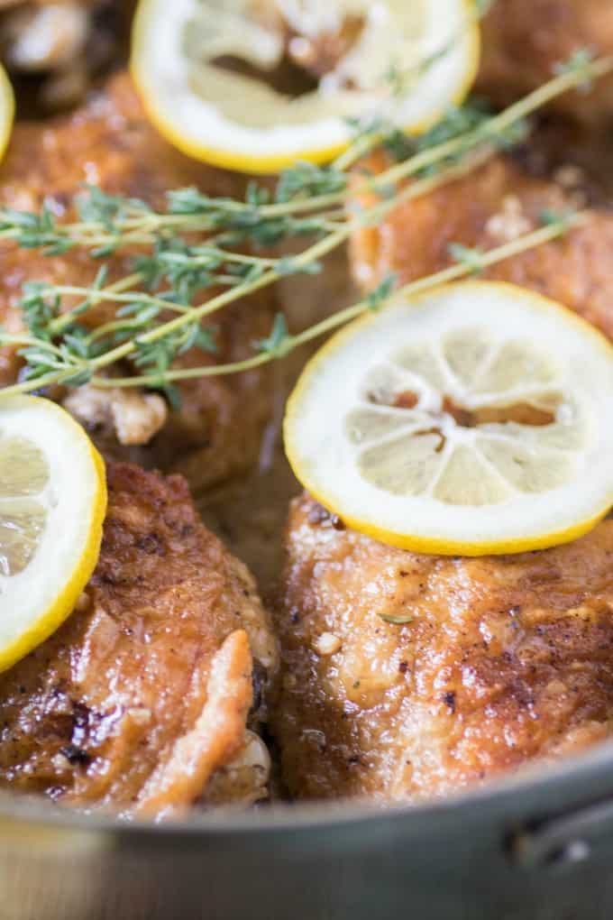 Lemon Garlic Sauvignon Blanc Braised Chicken