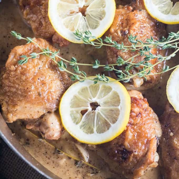 Lemon Garlic Sauvignon Blanc Braised Chicken