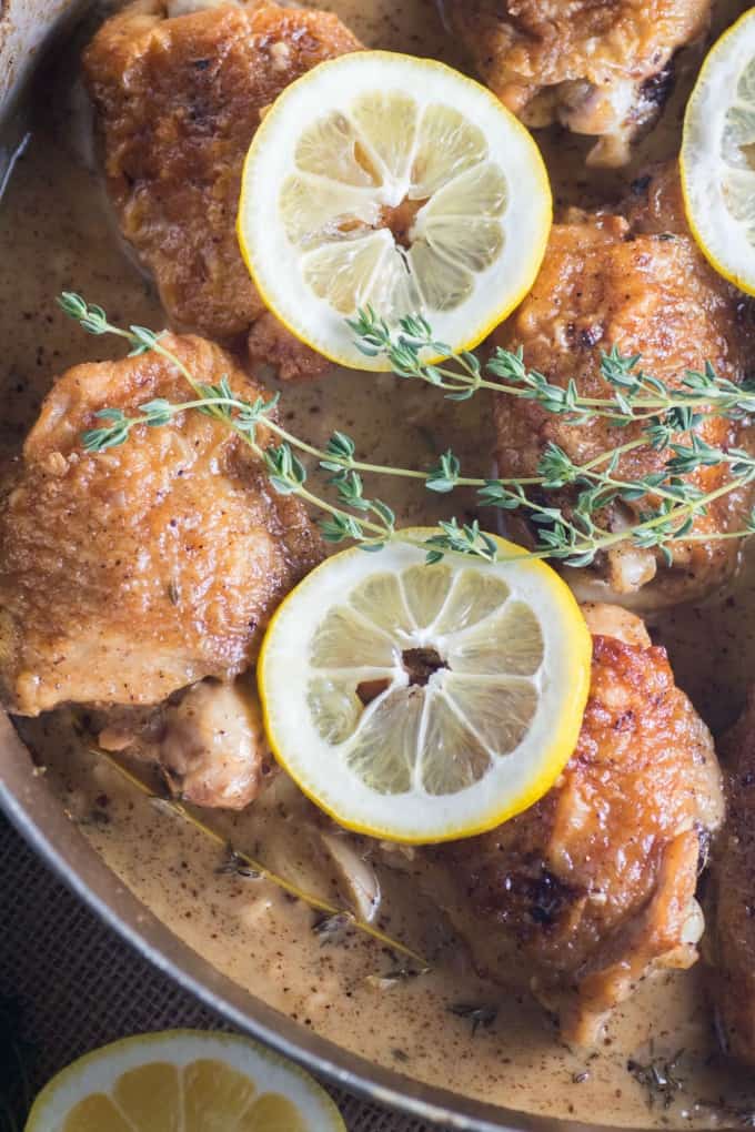 Lemon Garlic Sauvignon Blanc Braised Chicken