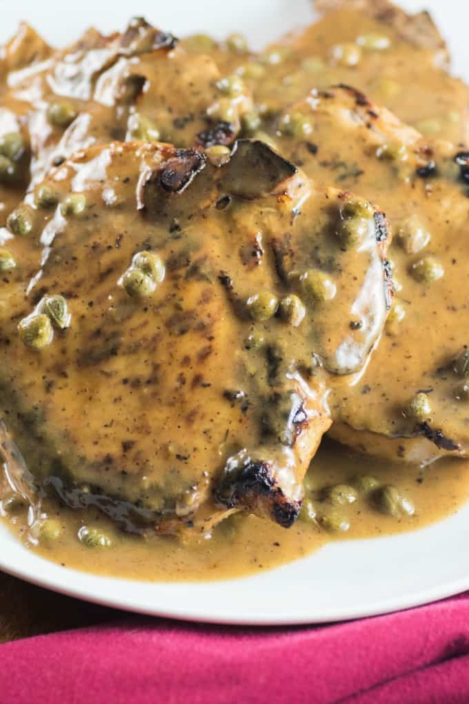 Buttermilk Pork Chops with Lemon Caper Sauce