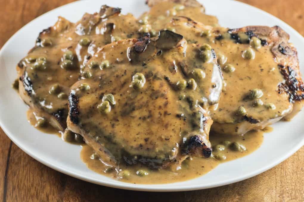 Buttermilk Pork Chops with Lemon Caper Sauce