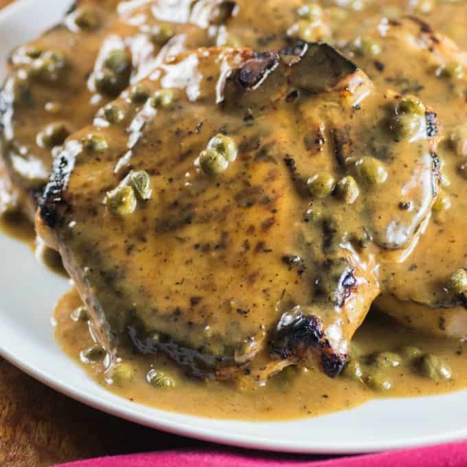 Buttermilk Pork Chops with Lemon Caper Sauce