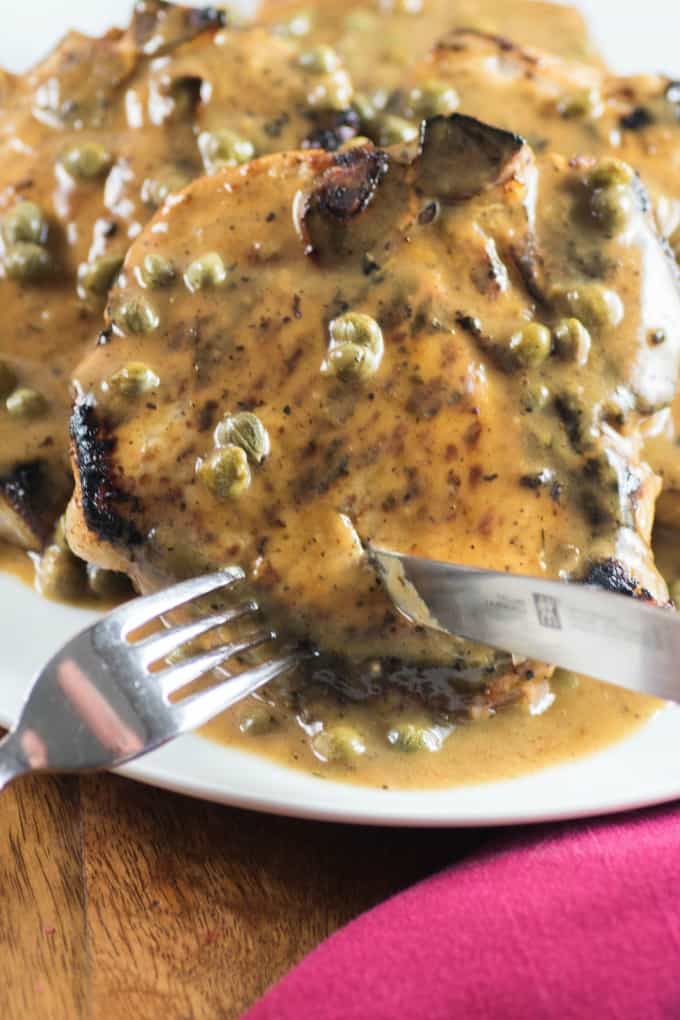 Buttermilk Pork Chops with Lemon Caper Sauce