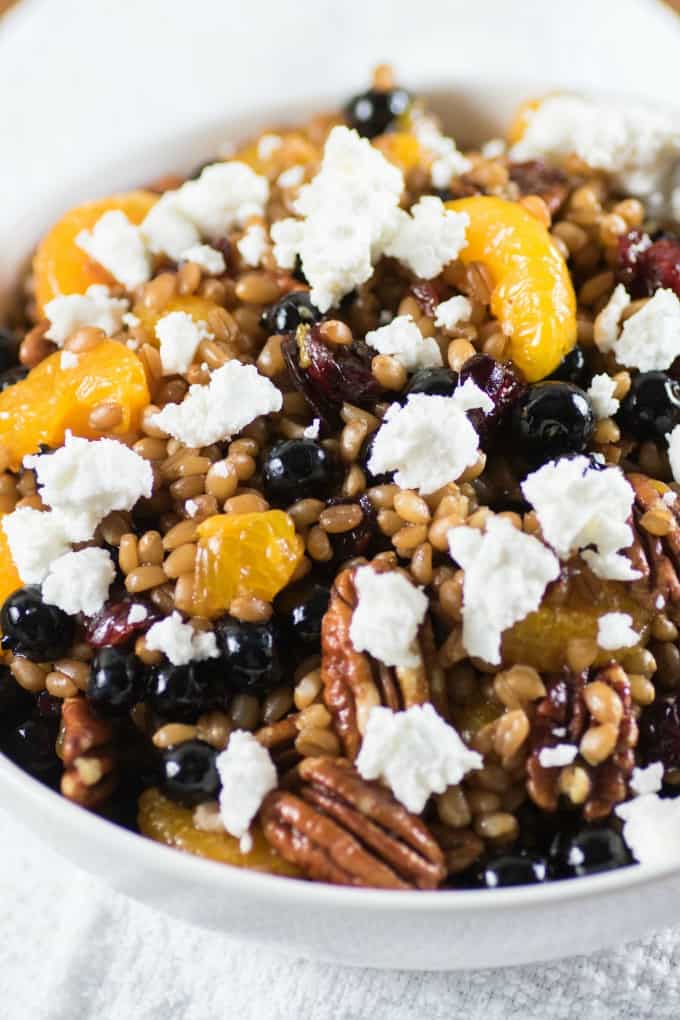 Wheat Berry Salad with Cranberries, Pecans and Goat Cheese