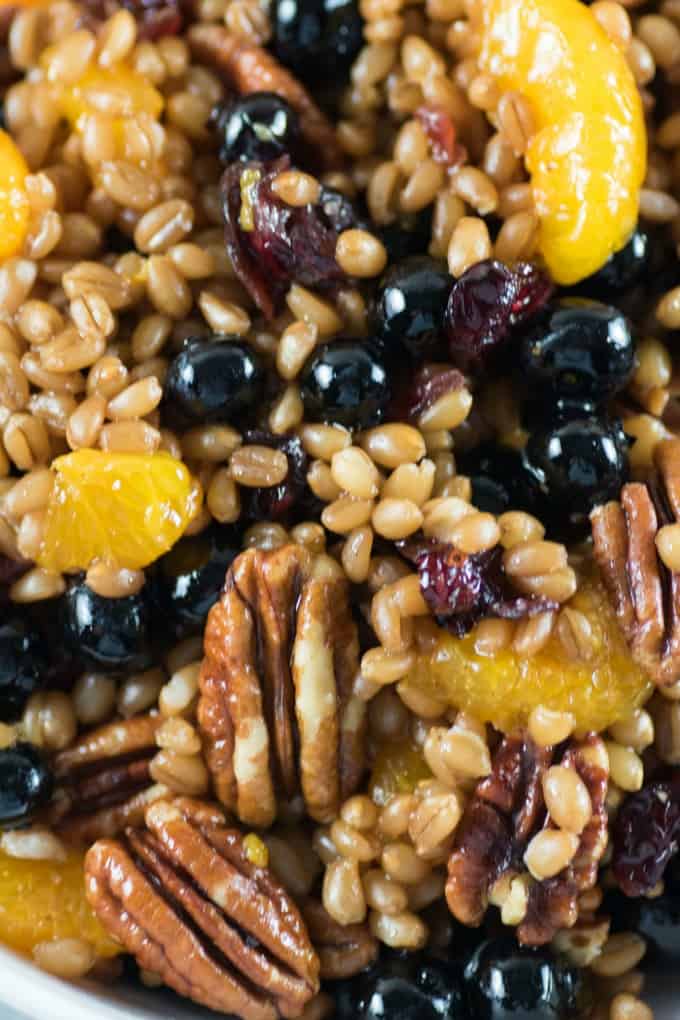 Wheat Berry Salad with Cranberries, Pecans and Goat Cheese