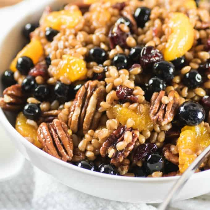 Wheat Berry Salad with Cranberries, Pecans and Goat Cheese