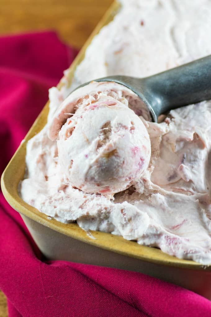 No Churn Rhubarb Ice Cream Recipe is easy to make!