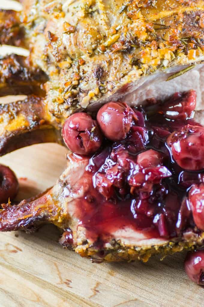 Smoked Pork Rib Roast wth Cherry Sauce is a gorgeous weekend meal