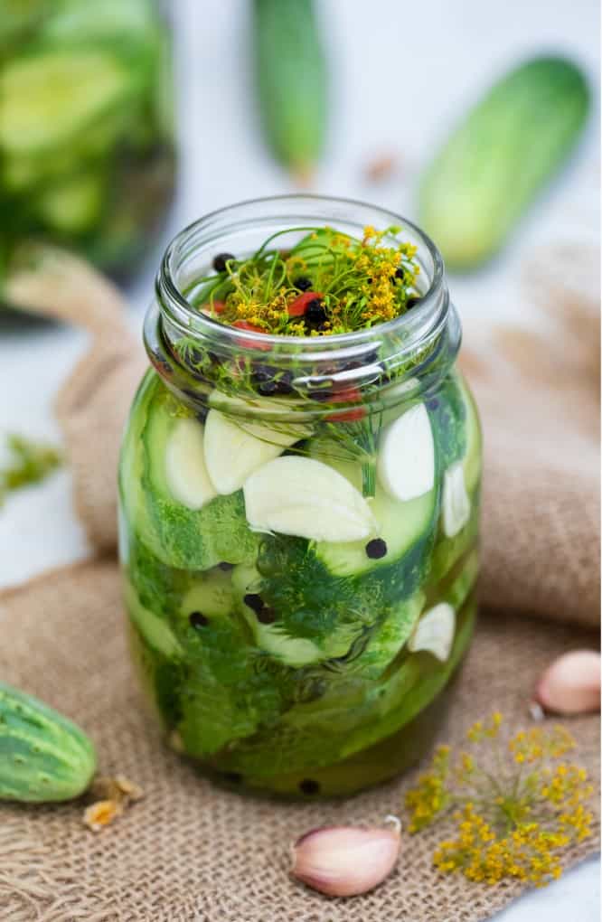 Jar of refrigerator pickles