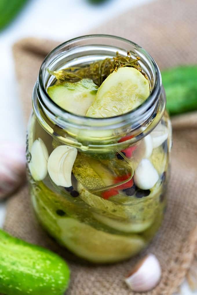Jar of refrigerator pickles