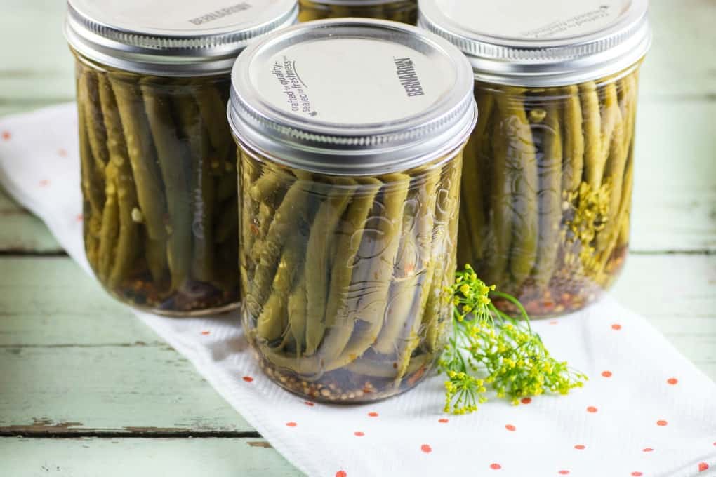 Three jars of Pickled Green Beans