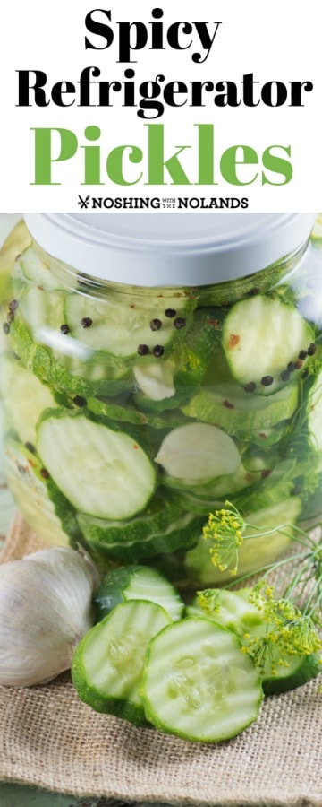 Crunchy, briny, slightly spicy, and full of wonderful dill and garlic flavor, these Spicy Refrigerator Pickles are the best. I love being able to offer them up at lunch or dinner and everyone is enjoying them to the fullest. #pickles #refrigeratorpickles