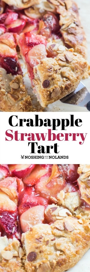 The tartness of the crabapples marries gorgeously with the sweetness from the strawberries in this Crabapple Strawberry Tart. #crabapples #strawberries 