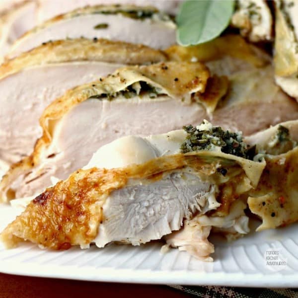 Sliced turkey on a platter