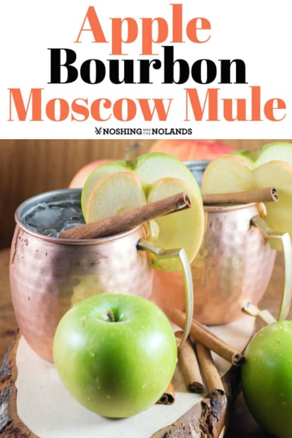 Apple Bourbon Moscow Mule served up in gorgeous handcrafted copper mugs are perfect for the holidays!! #moscowmuled #coppermugs #apples #holidays #bourbon