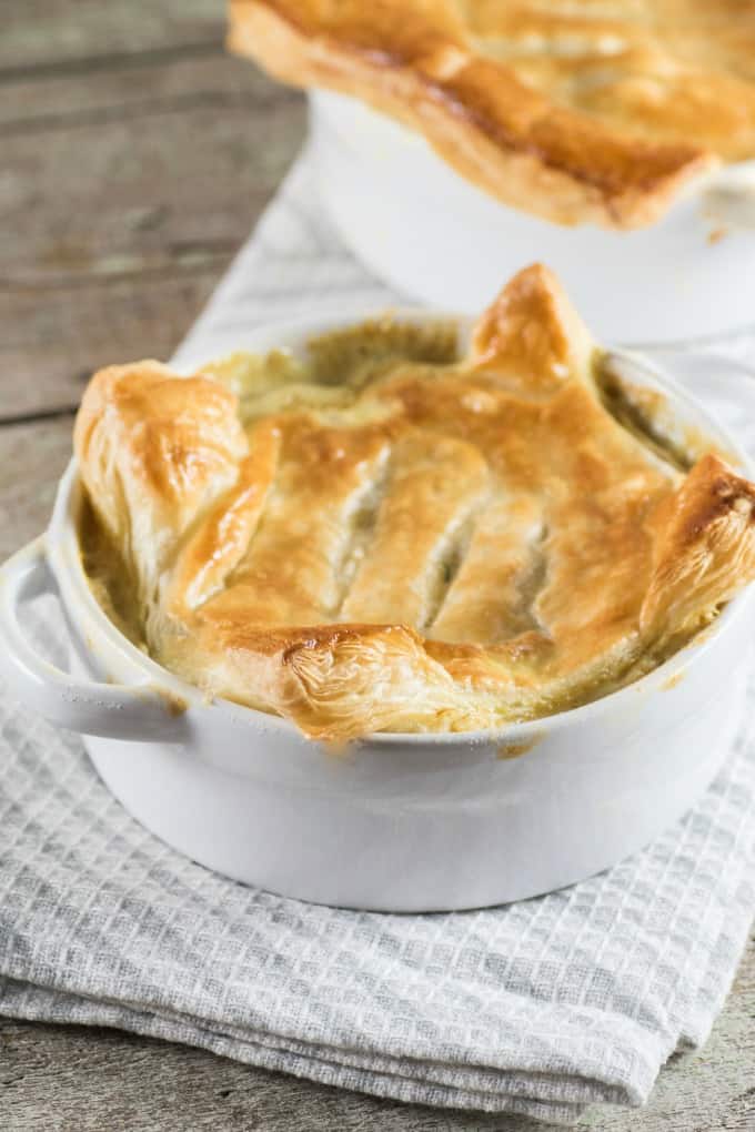 Curried Turkey Pot Pie in ramekins