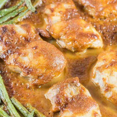 Easy Chicken Thighs in Peanut Sauce with Green Beans