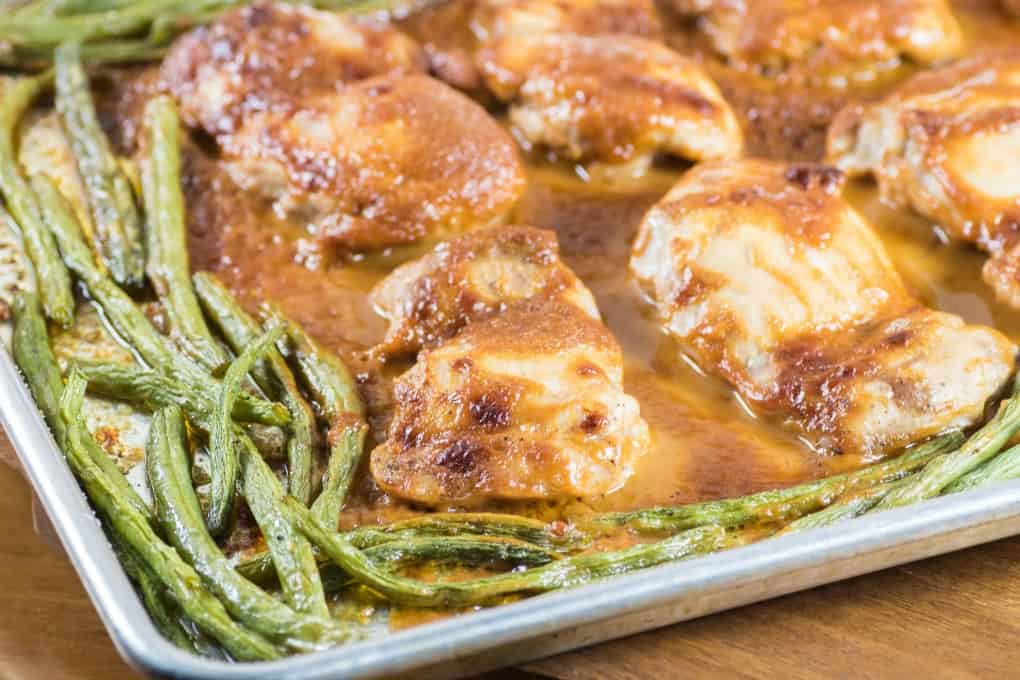 Easy Chicken Thighs in Peanut Sauce with Green Beans