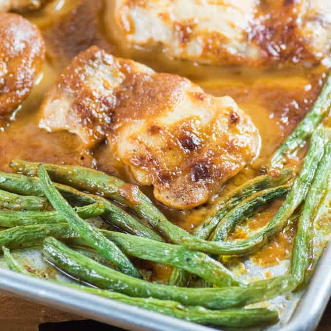 Easy Chicken Thighs in Peanut Sauce with Green Beans