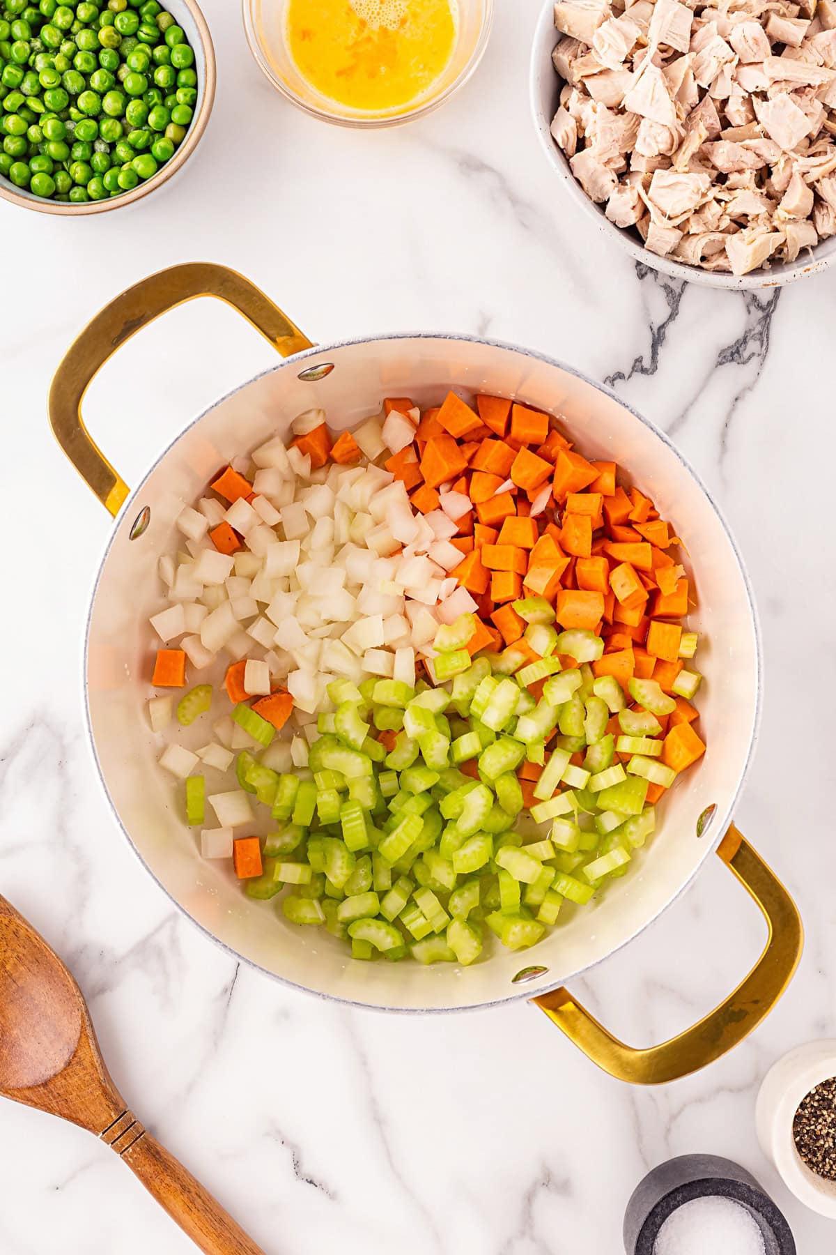 Vegetables in a pot. 