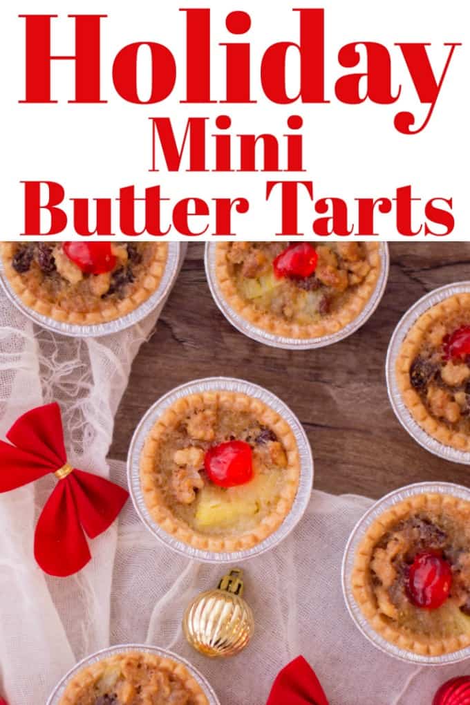 Holiday Mini Butter Tarts are a cinch to make, freeze well and are simply delicious. Perfect for any holiday platter!! #Christmasbaking #tarts #holidaybaking