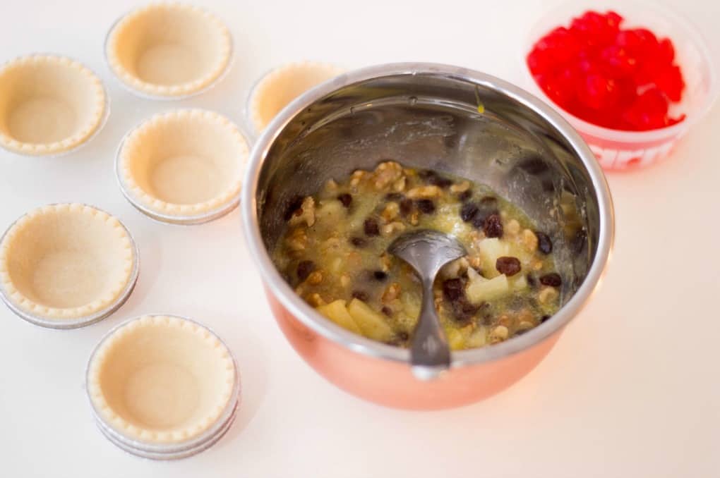 Tarts shells and filling with cherries