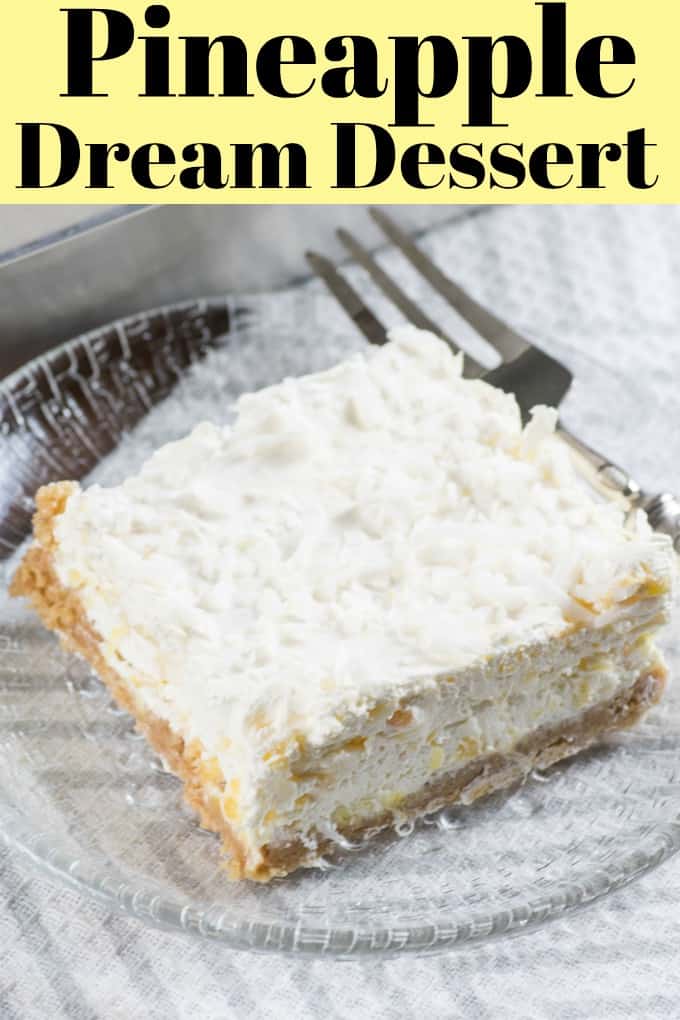 The vintage scrumptious easy-to-make Pineapple Dream Dessert will get you rave reviews. Perfectly portable too for potlucks!! #pineapple #dream #dessert #bars #holidays